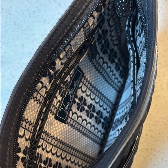 Vera Bradley Black Quilted Purse Handbag Shoulder Bags 11" x 8" - Picture 3 of 7